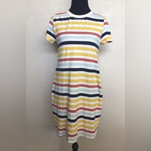 Old Navy Striped Midi Dress in Yellow, Pink, and Blue